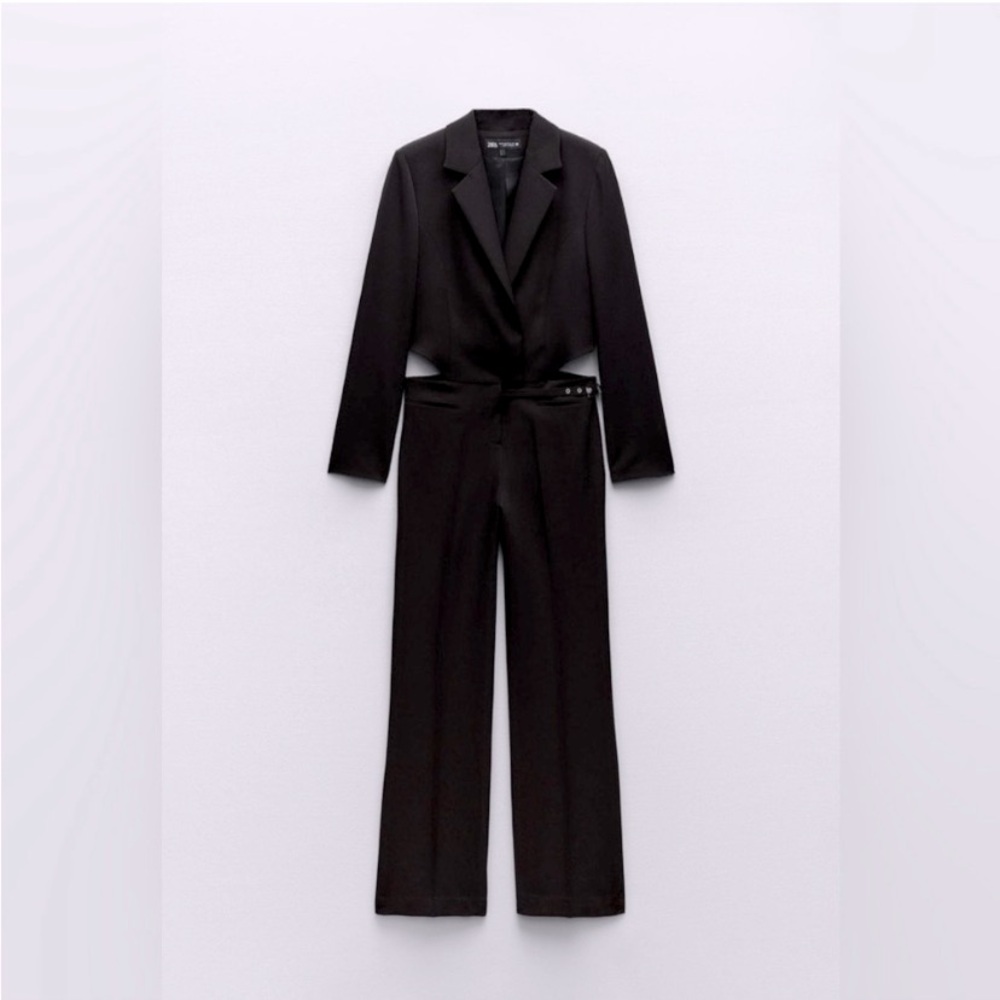 Tailored Black Jumpsuit with Notch Lapel